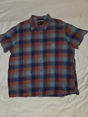 Carhartt Men's Relaxed Fit Short Sleeve Plaid Button Down Shirt 2XL
